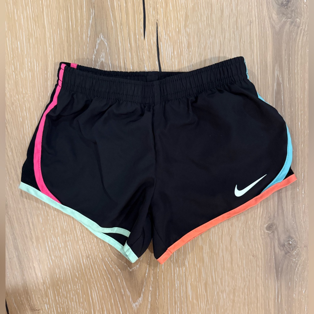 Nike Black Sporty, Dry Fit Shorts with Multicolor Trim